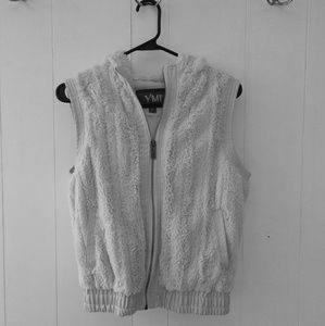 YMI Off white fuzzy vest